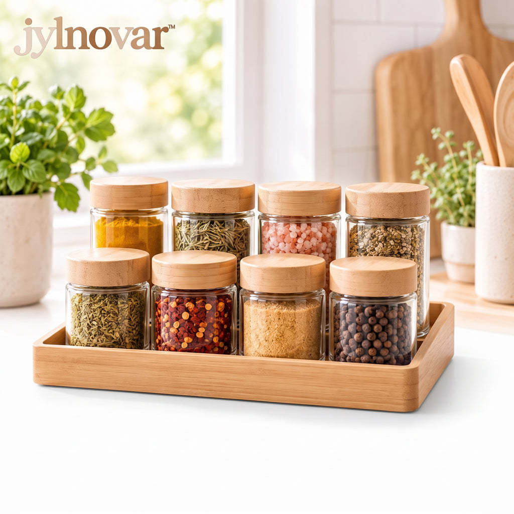 jylnovar™ Minimal Spice Jar Rack Set