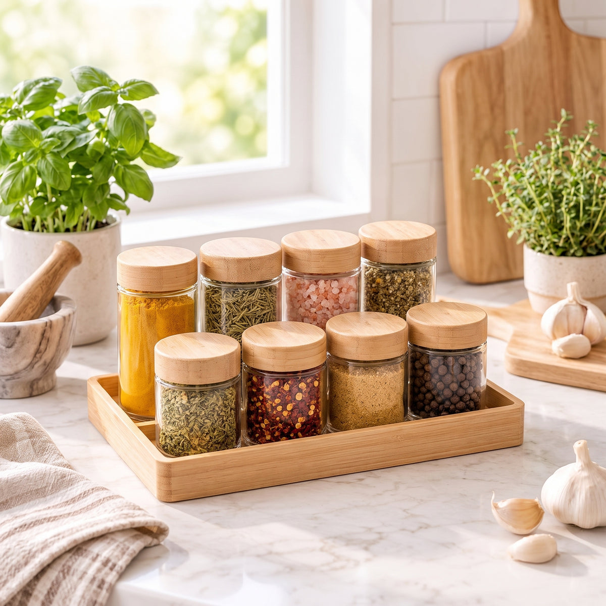 jylnovar™ Minimal Spice Jar Rack Set